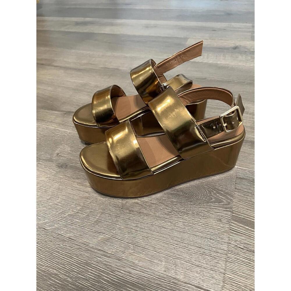 Aquatalia Denissa Metallic Slingback Platform Sandals - Size 8.5